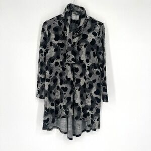 IC Connie K Sweater Womens S Tunic‎ Top Animal Print Long Sleeve Neutral Gray